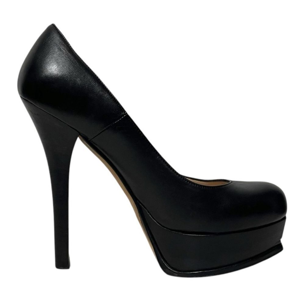 FENDI Fendista Leather Gold Logo Platform Heels 37 - Picture 8 of 16